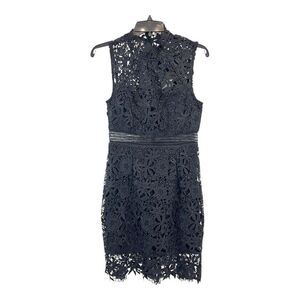 Bardot Womens Size 4 Black Floral Lace Mock Neck Sheath Dress New